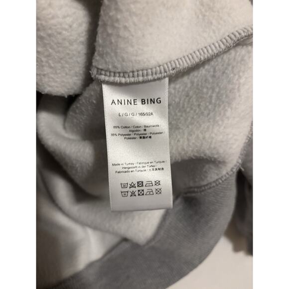 Anine Bing Spencer Crewneck Sweatshirt Large Gray Cotton Blend Relaxed - Picture 4 of 8